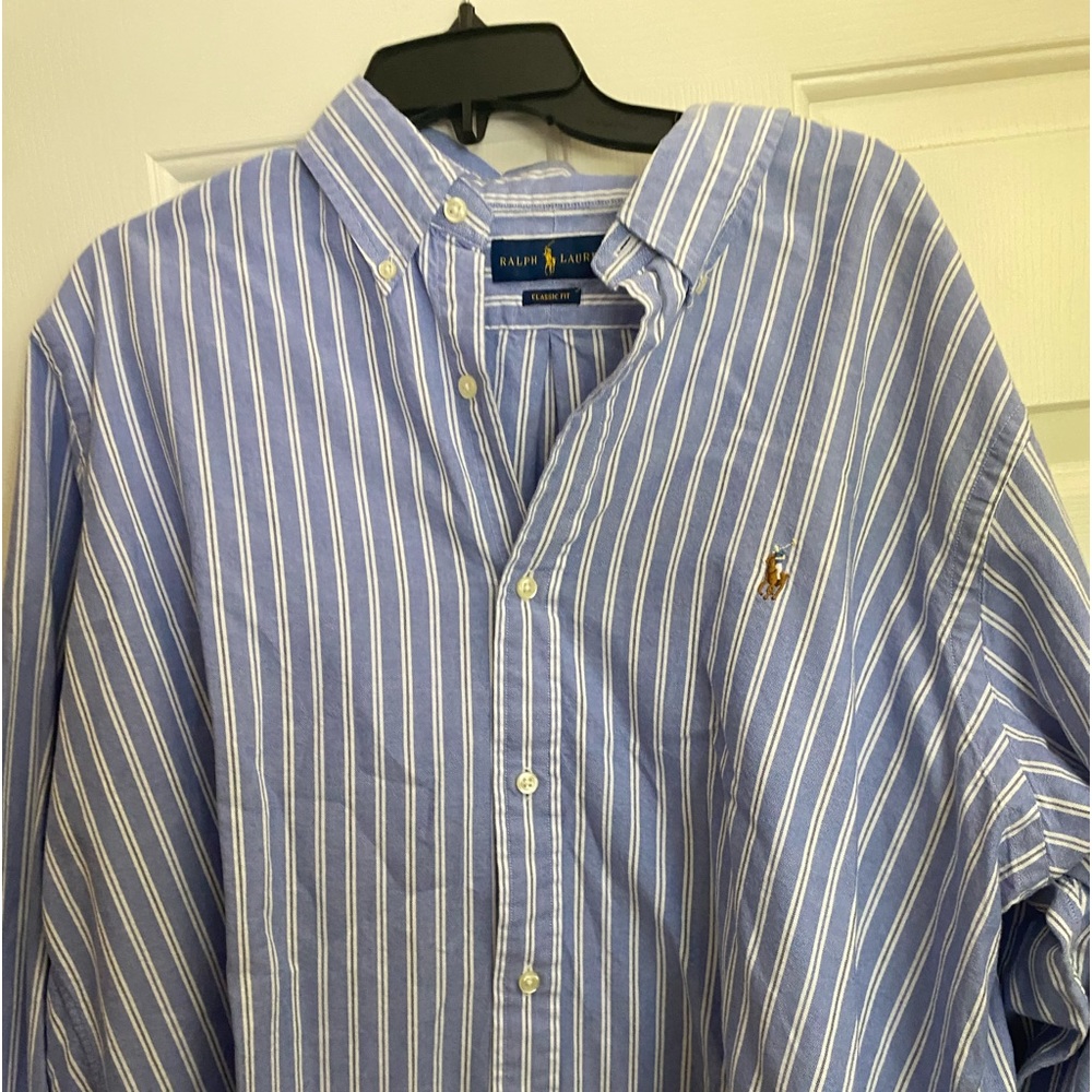 Polo button down. Oxford material. XXL like new. No stains or rips. Smoke free.